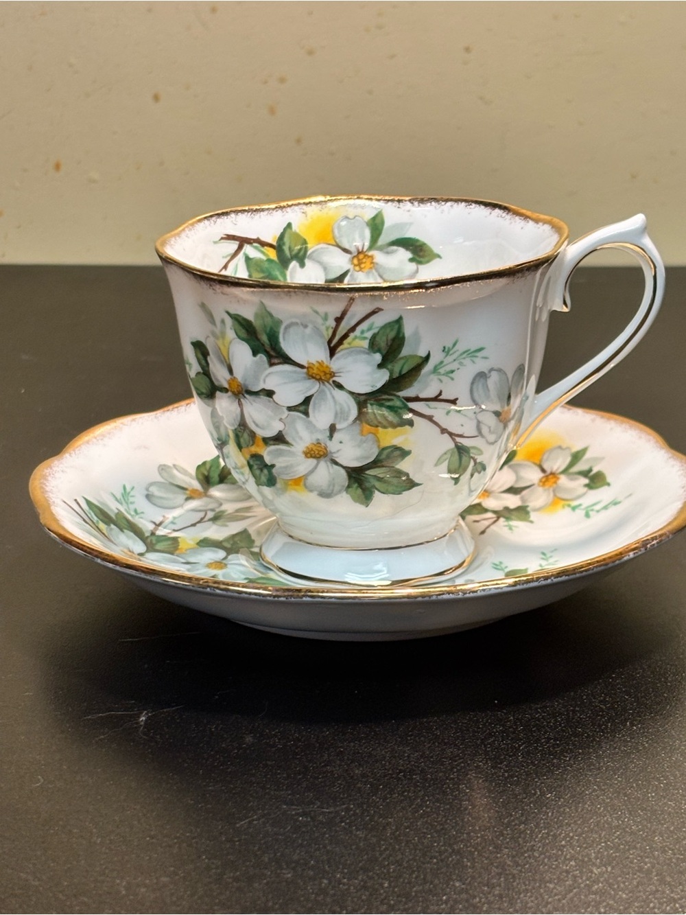 Royal Albert White Dogwood Teacup and Saucer Set